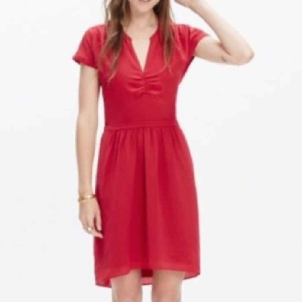 Madewell Silk Fable Dress Red Juniper Berry